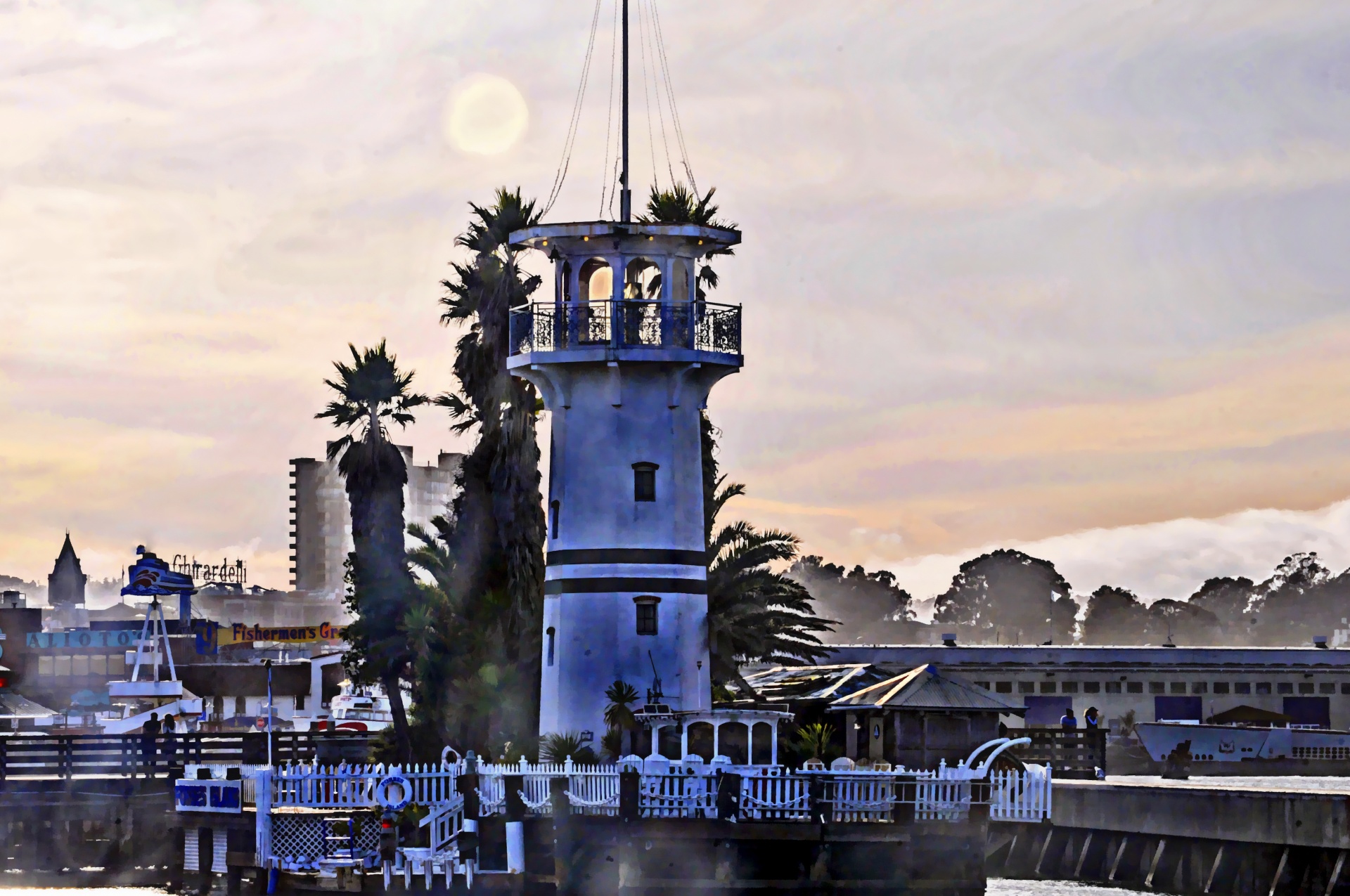 lighthouse harbor painted free photo