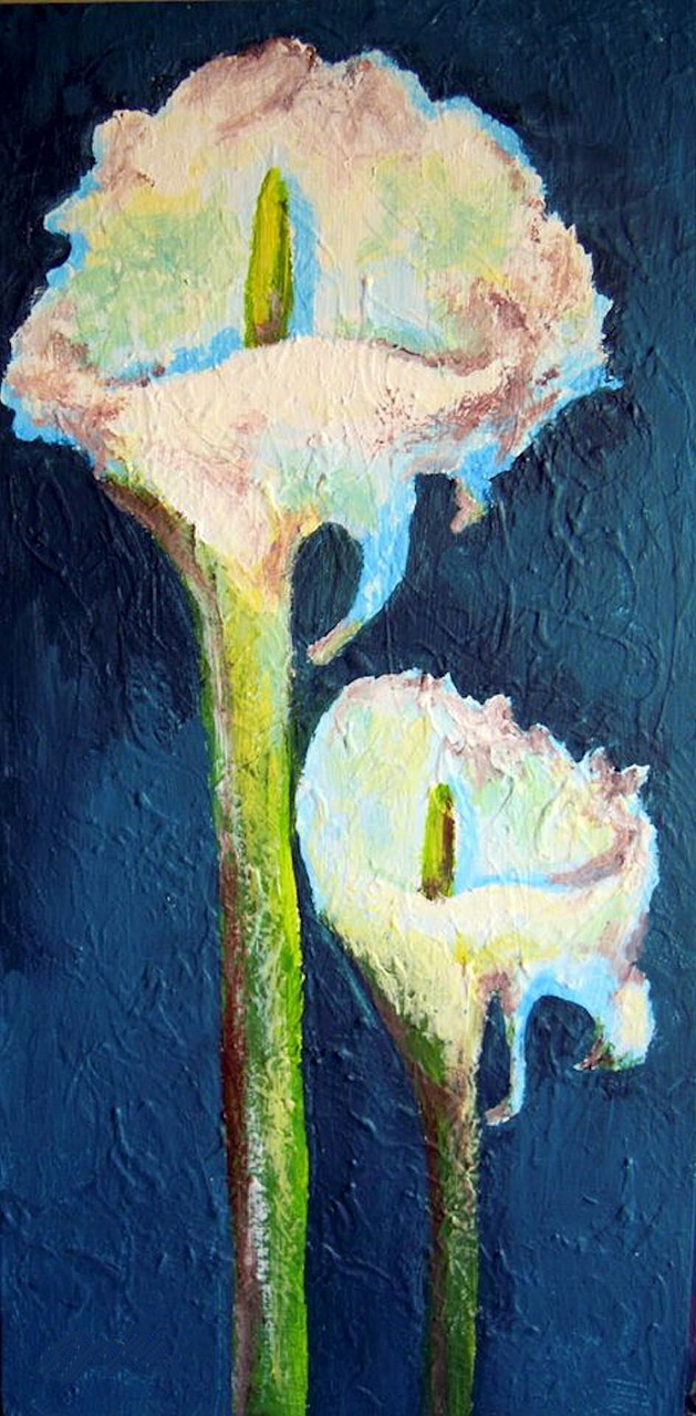 painted lilies artistic acrylic free photo