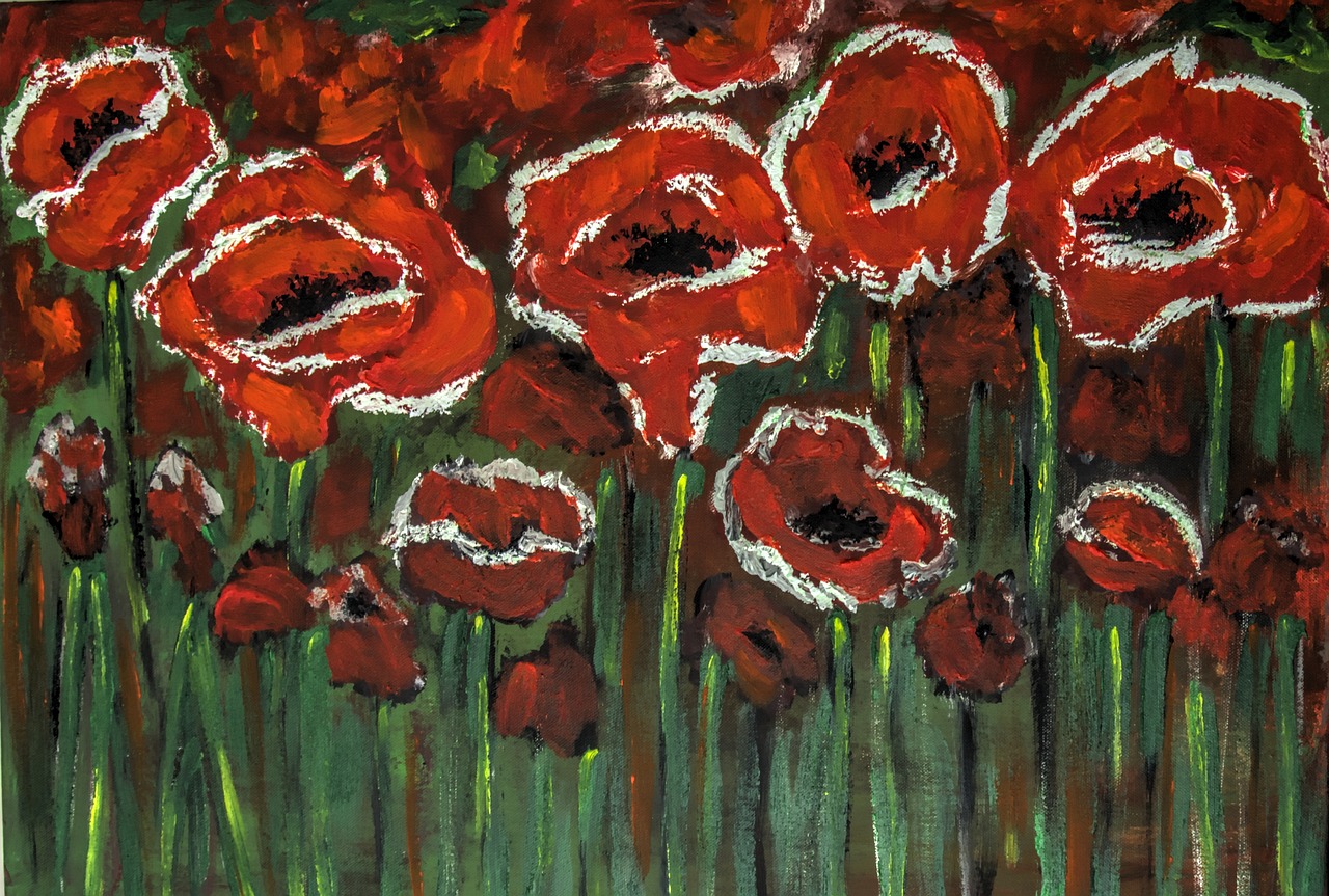 painted poppies bright and bold acrylic paint free photo