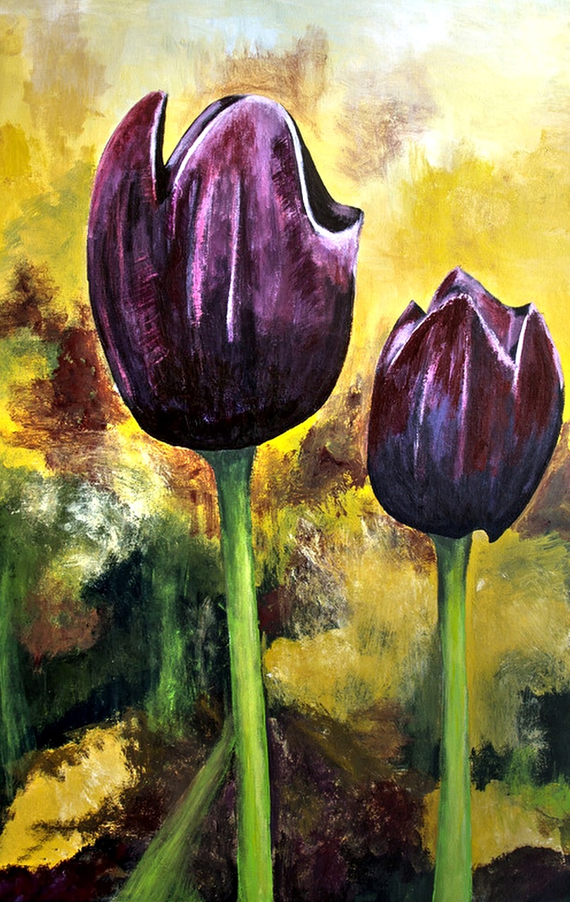 painted tulips acrylic paint artistic free photo