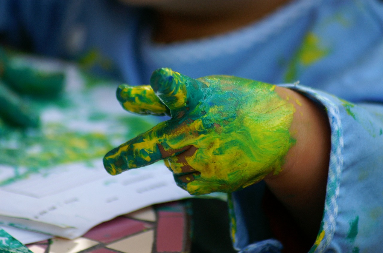 painting hands children free photo