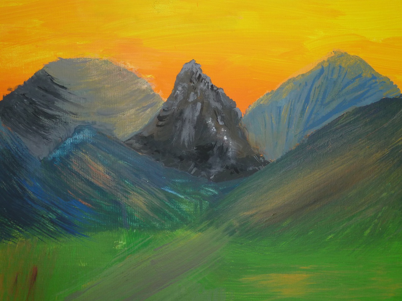 painting landscape mountains free photo