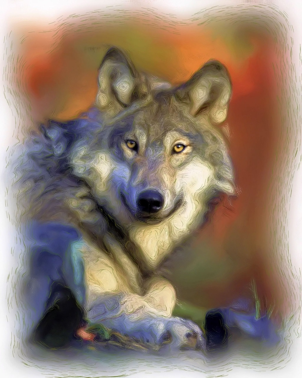 painting wolf paint free photo