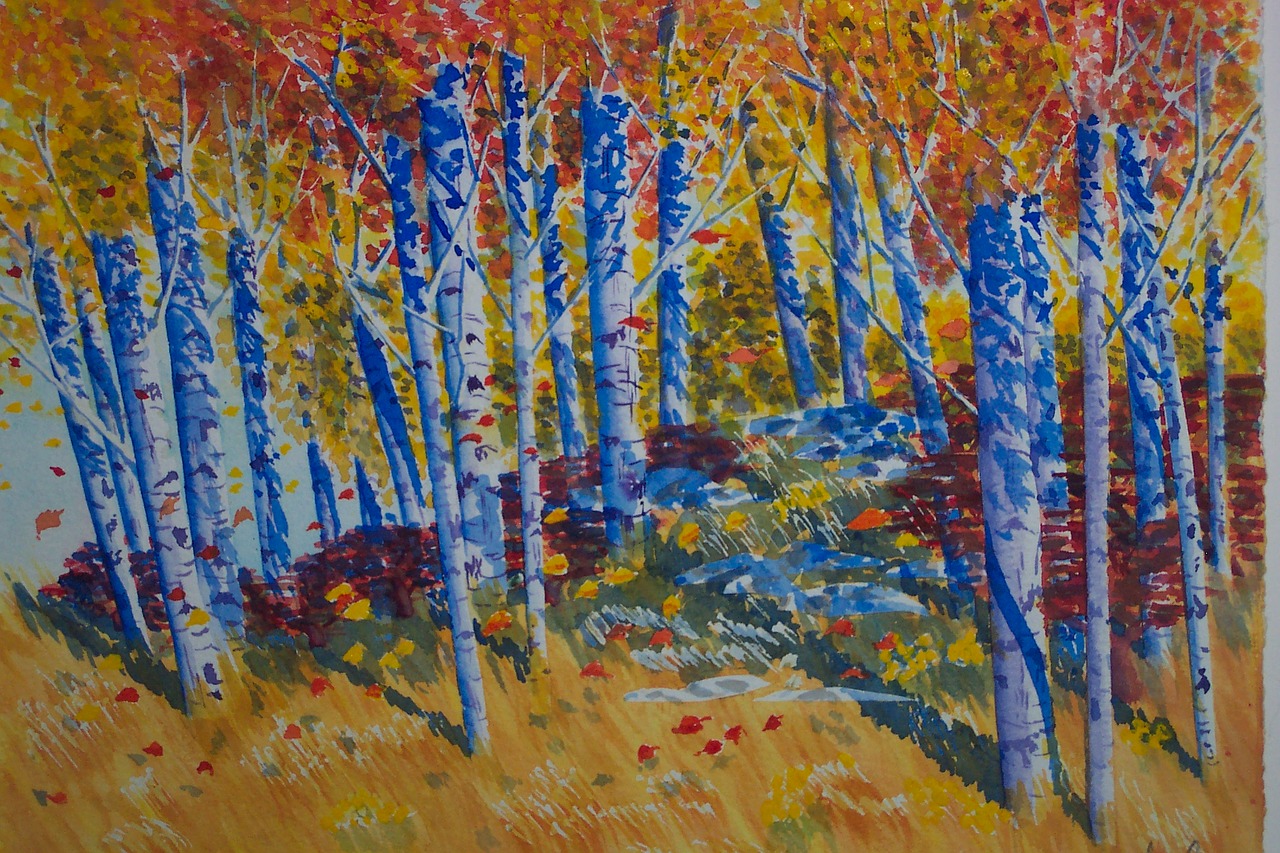 painting aspens rocky mountains free photo