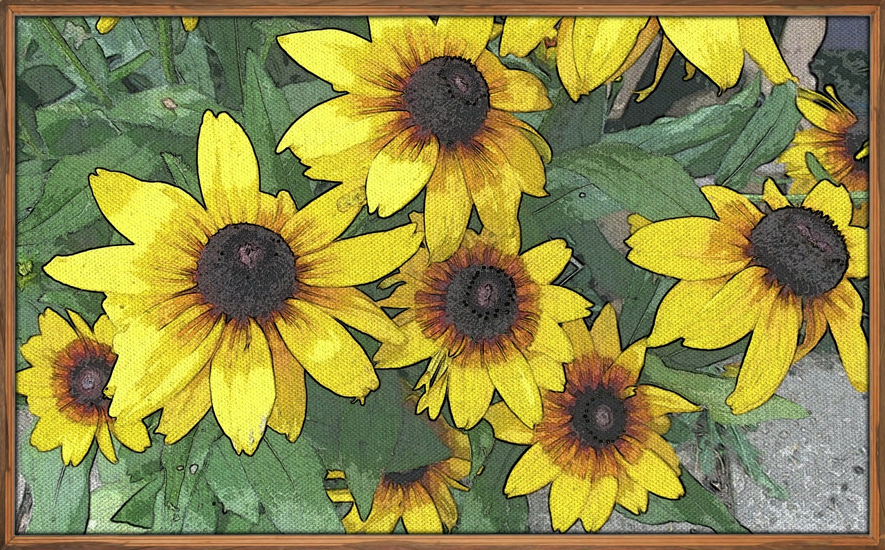 painting art sun flowers free photo