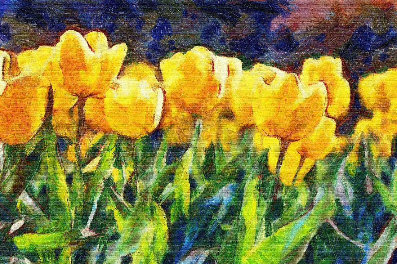 painting oil tulips free photo