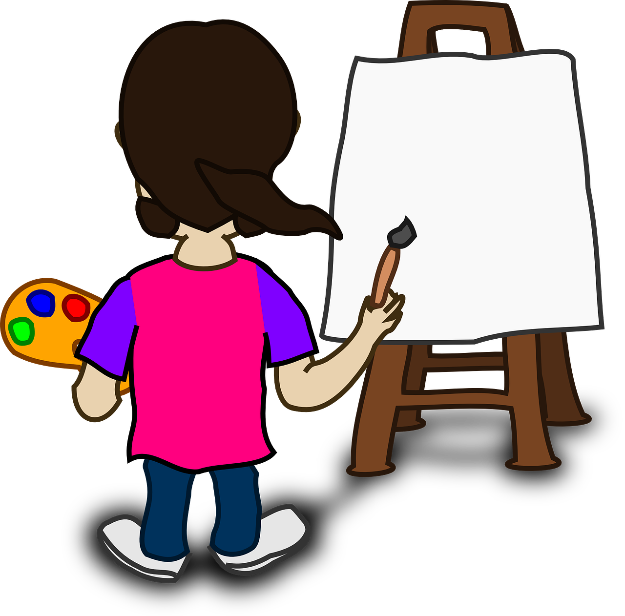 Easel and brushes with paint art lessons Vector Image