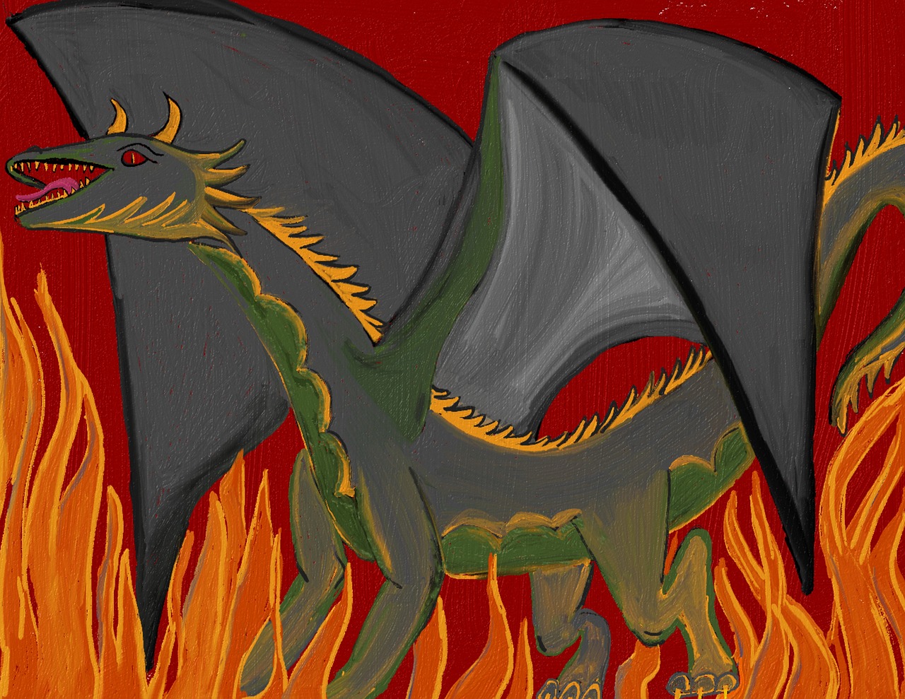 painting  dragon  fire free photo