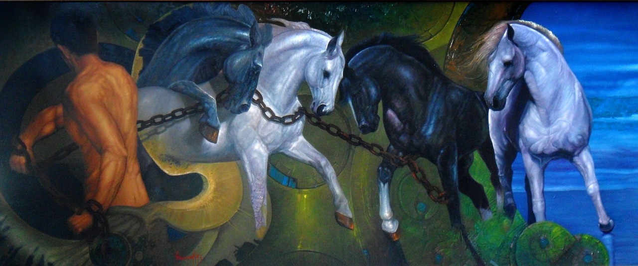 painting realism horses free photo