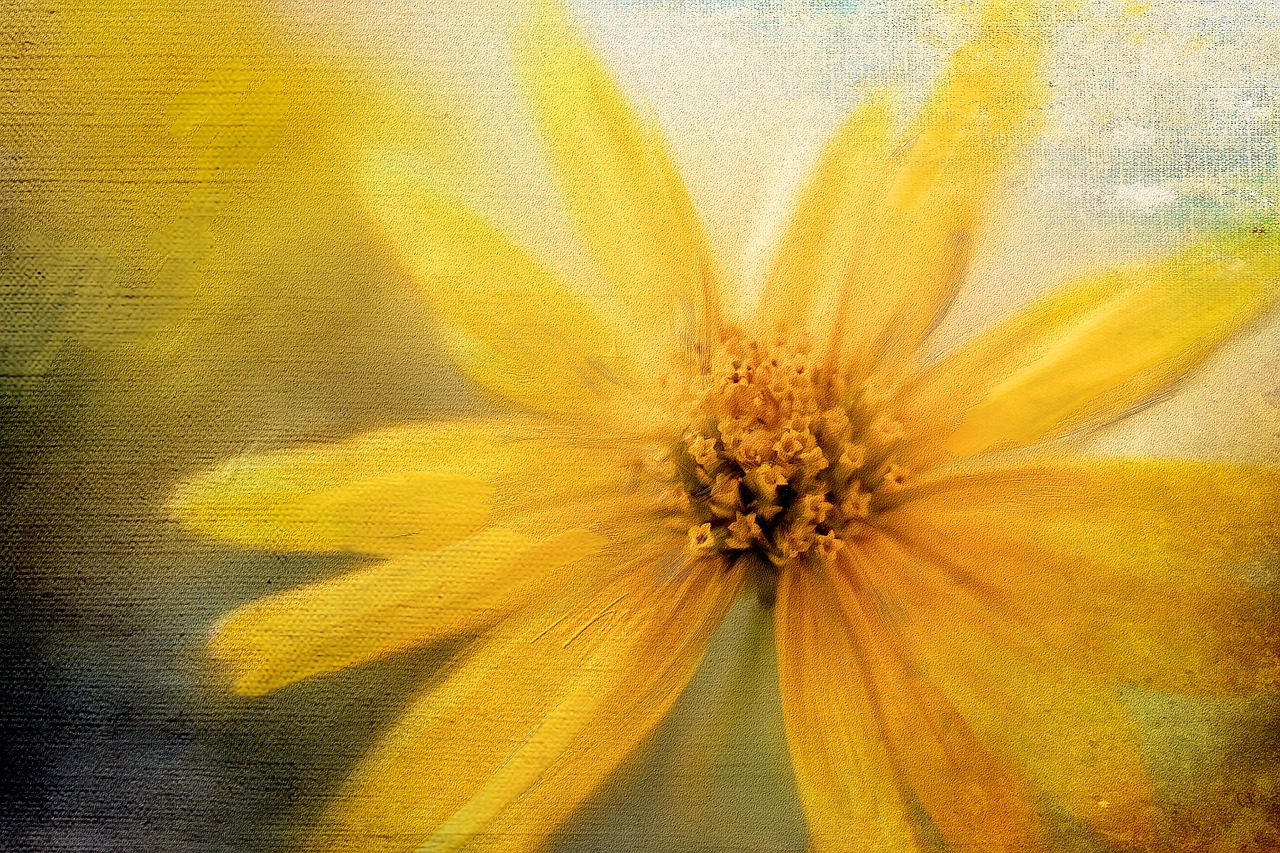 painting yellow flower free photo