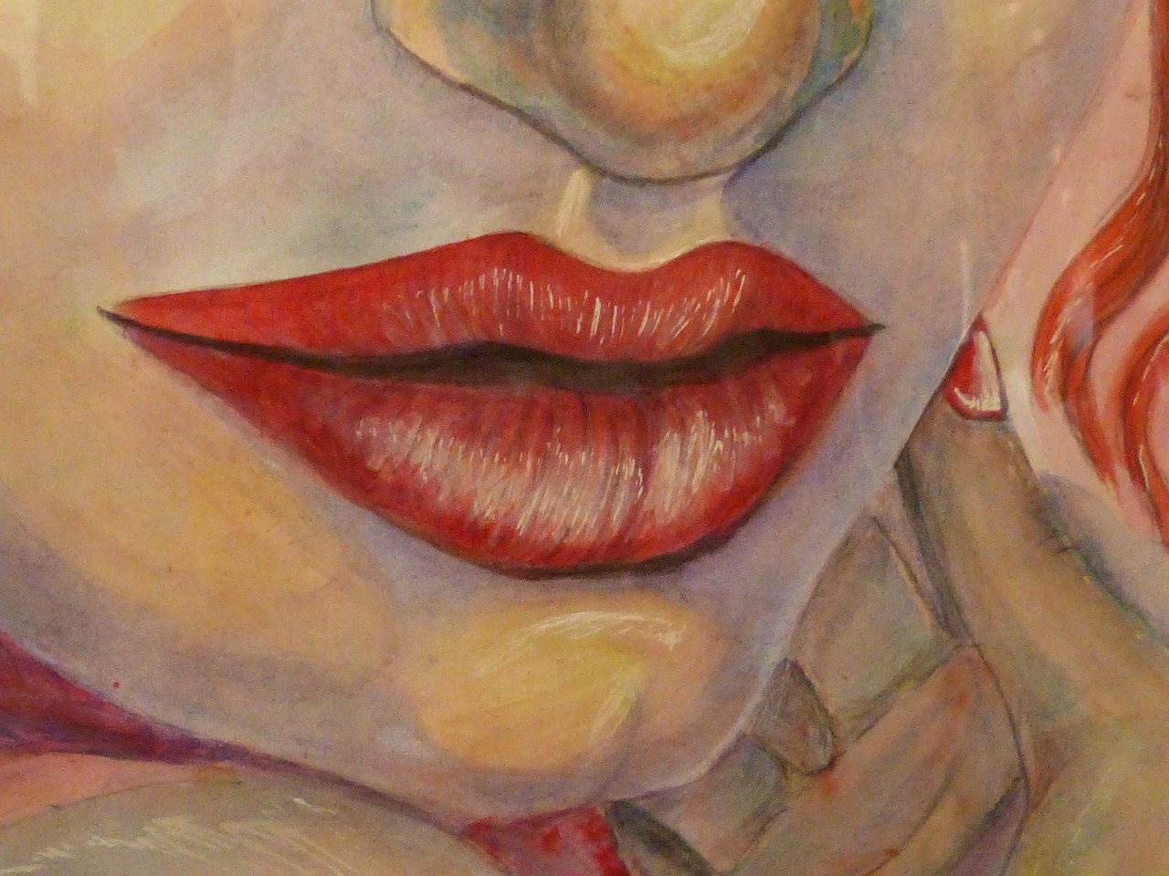 painting lips drawing free photo