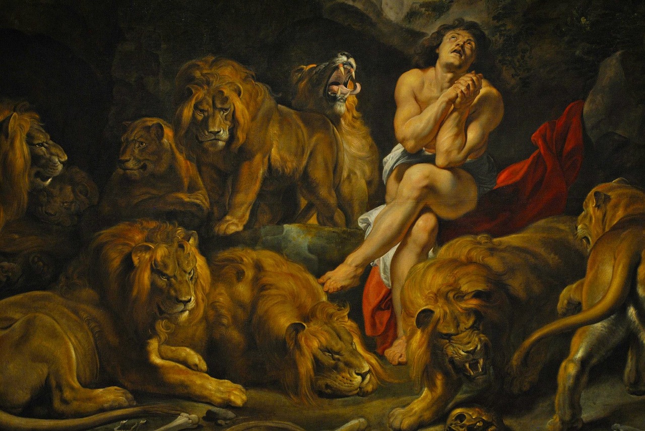 painting daniel in the lions' den peter paul rubens free photo