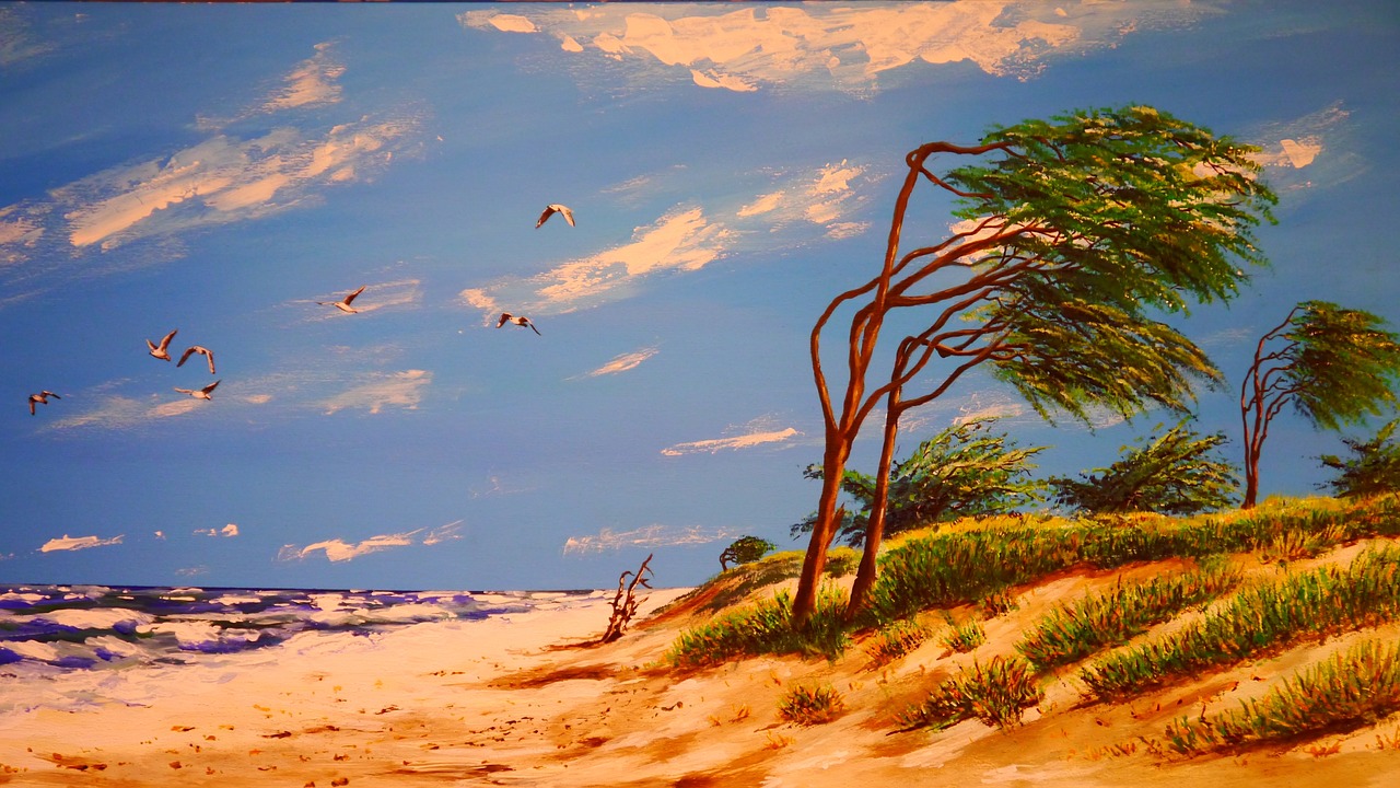 painting acrylic by the sea free photo