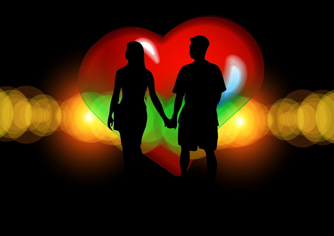 pair silhouette lovers free photo