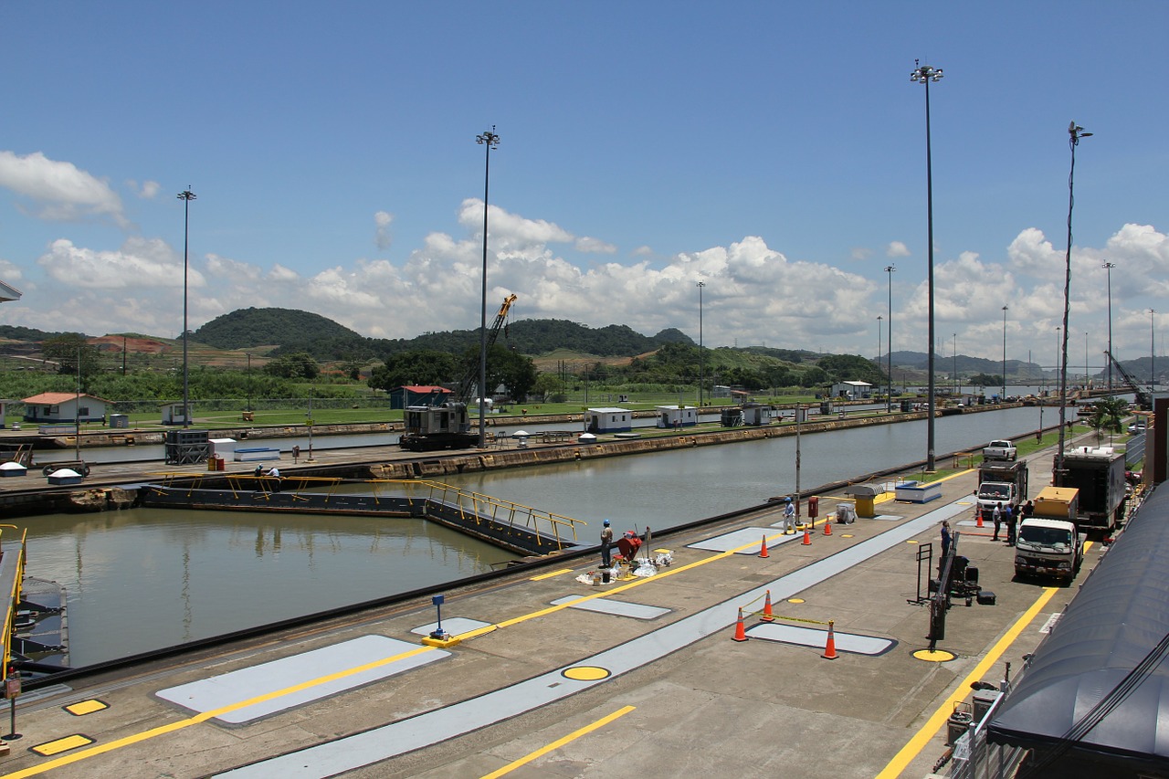 panama canal construction channel free photo