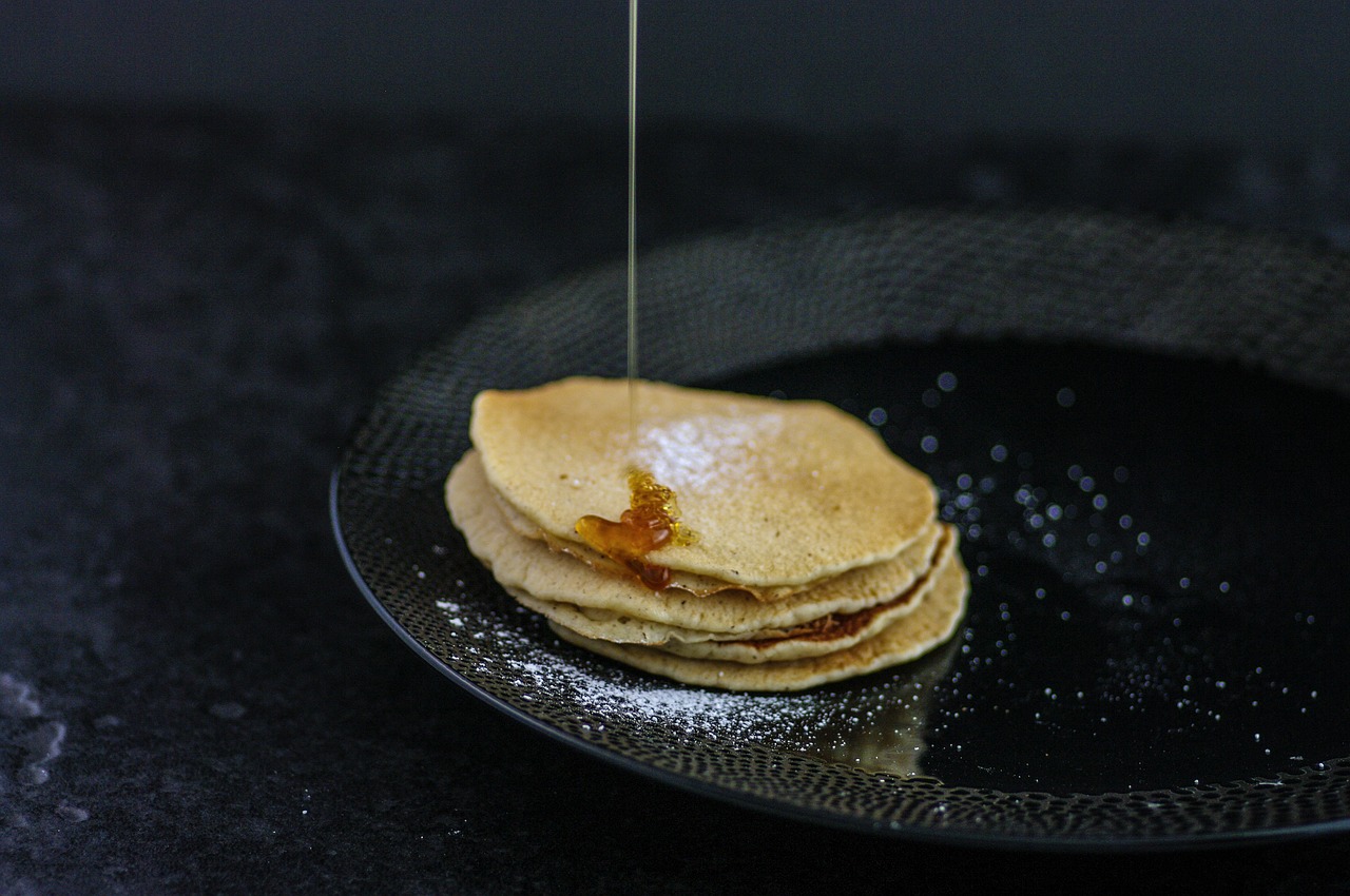 pancakes dripping maple free photo