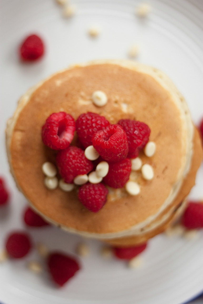 pancakes raspberries fruits free photo
