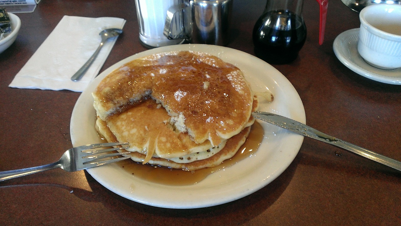 pancakes breakfast syrup free photo
