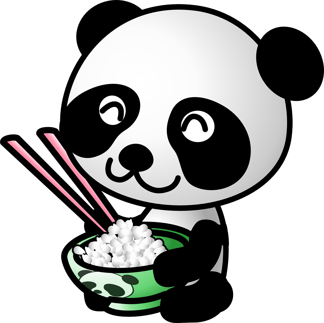 Panda with bamboo leaves - Openclipart