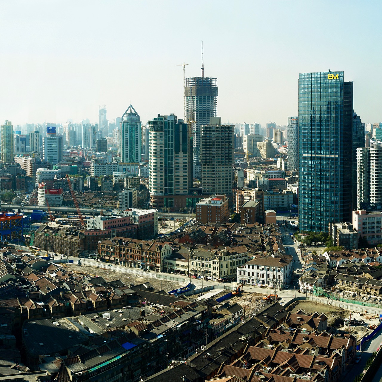 panorama shanghai big city free photo