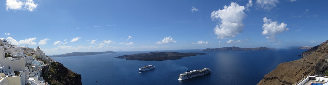 panorama santorini greece free photo