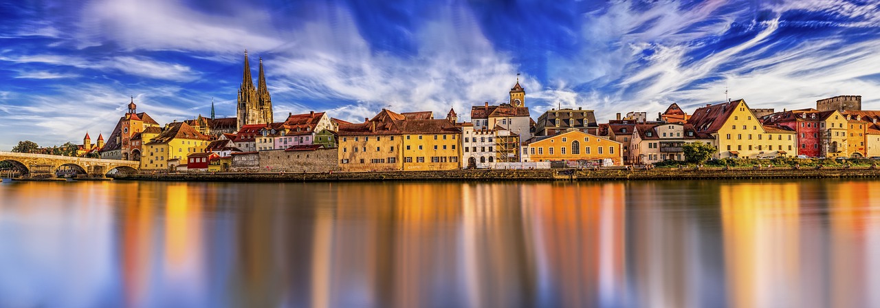 panorama regensburg stone bridge free photo