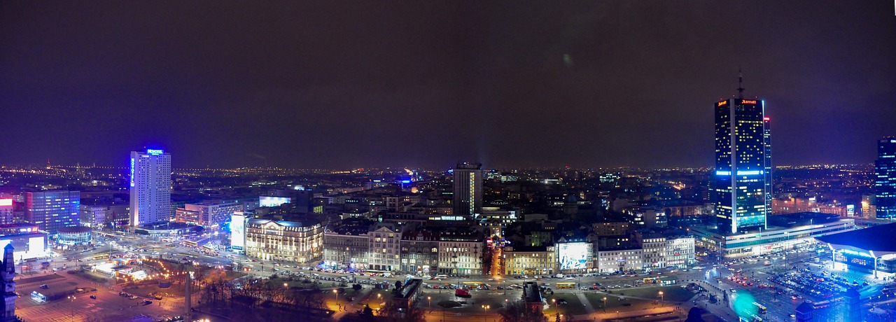 panorama warsaw night free photo