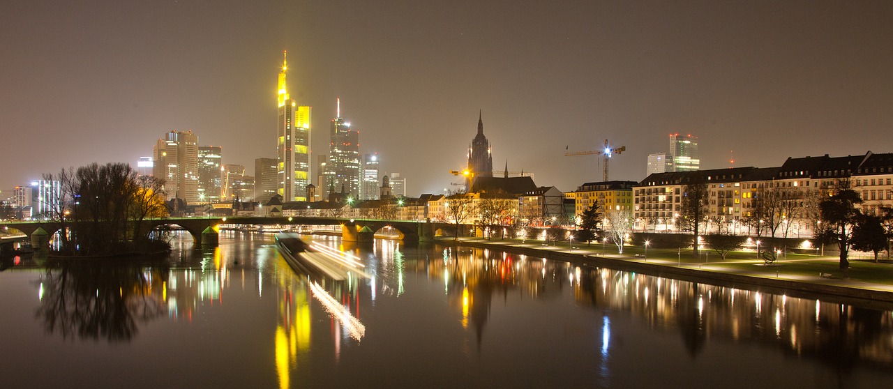 panorama night photograph frankfurt free photo