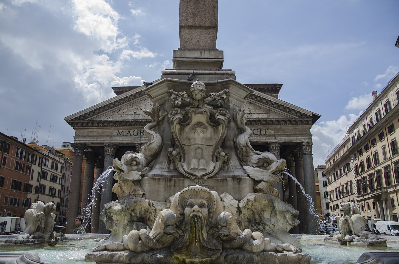 pantheon fountain italy free photo