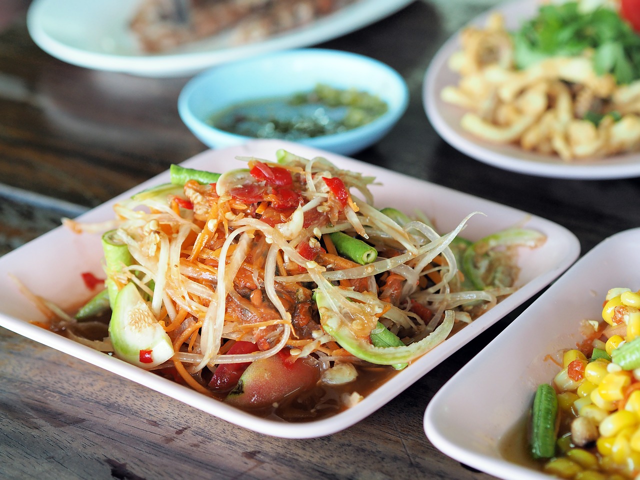 papaya salad isaan food thailand food free photo