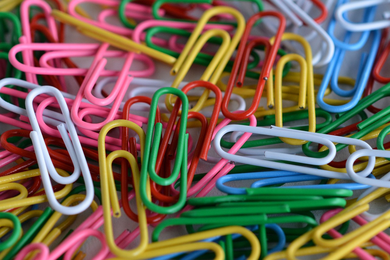 paper clips keep together colorful free photo