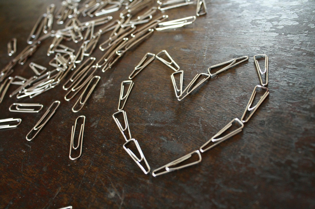 paper-clips heart shape free photo
