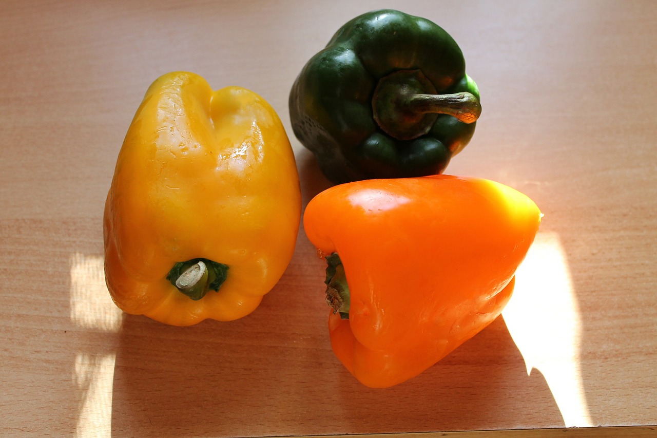 paprika green peppers yellow peppers free photo