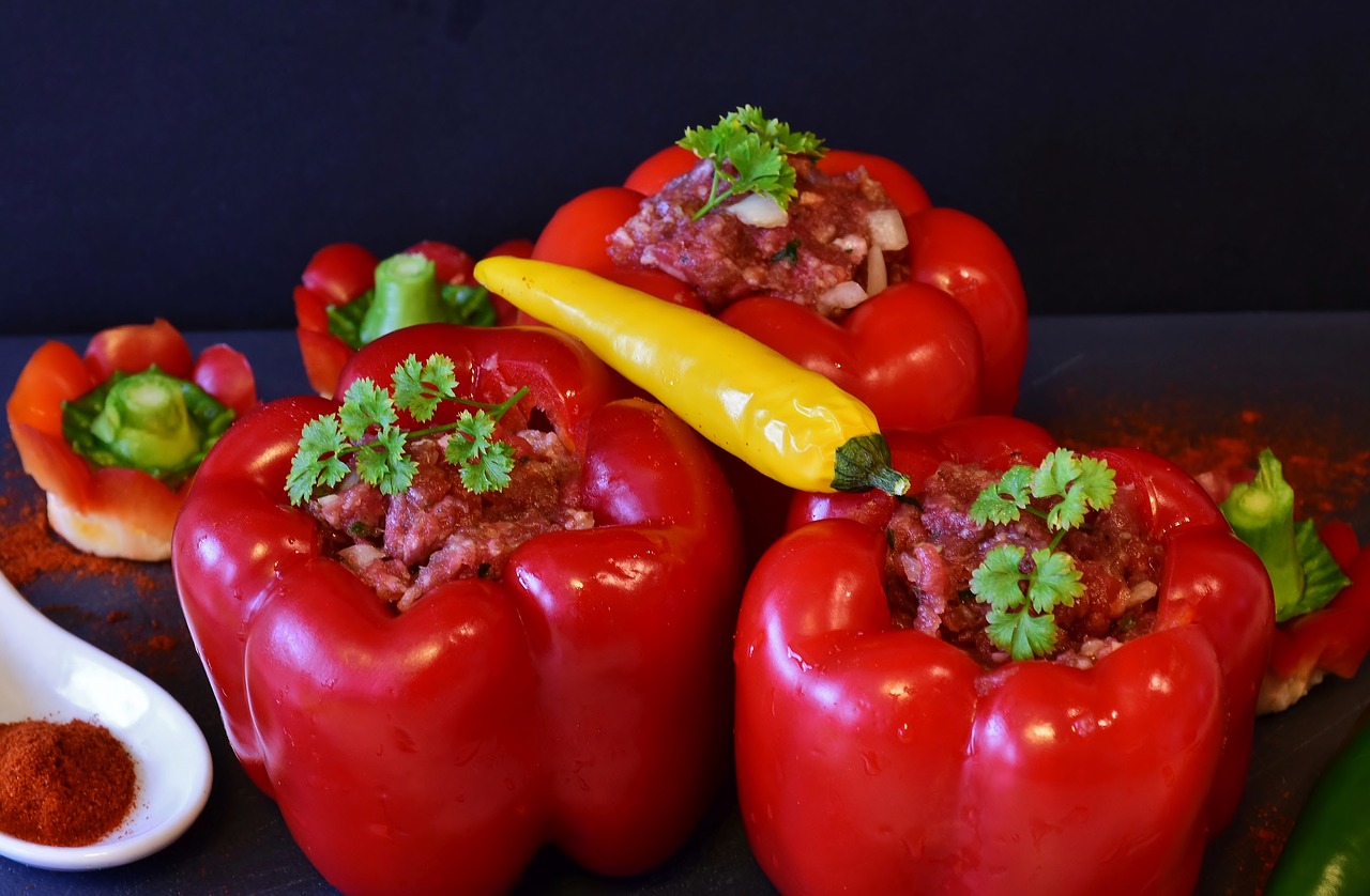 paprika  peppers filled  minced meat free photo