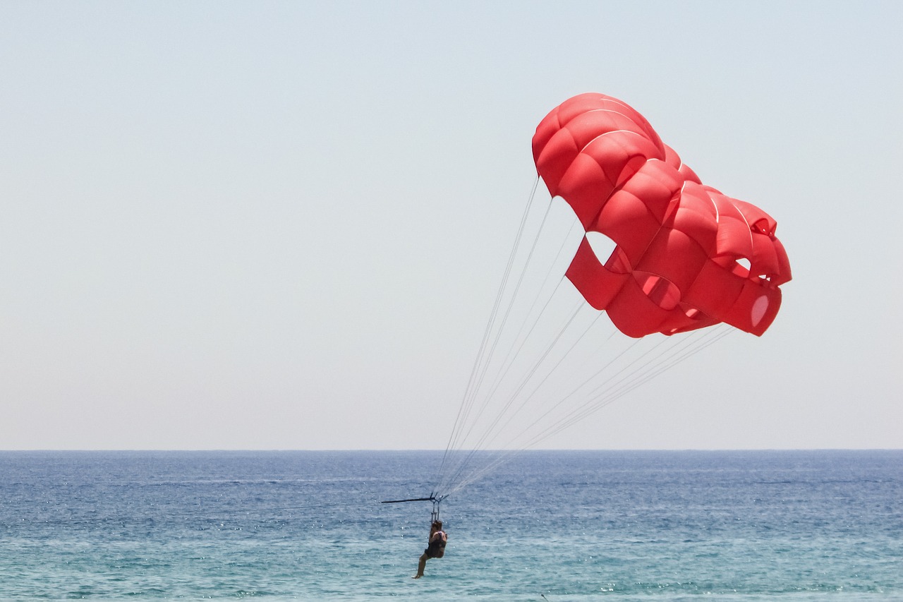 parachute red sky free photo