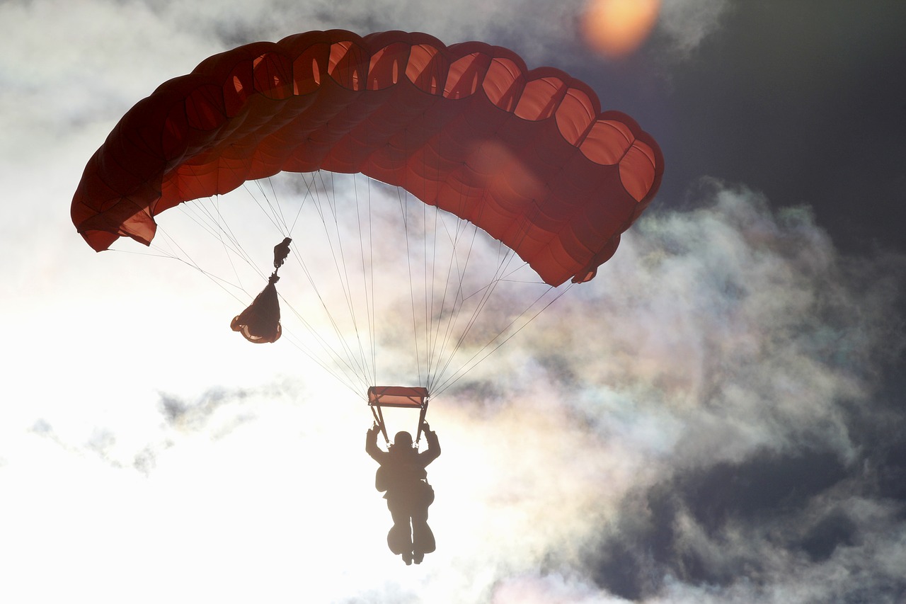 parachute sky clouds free photo