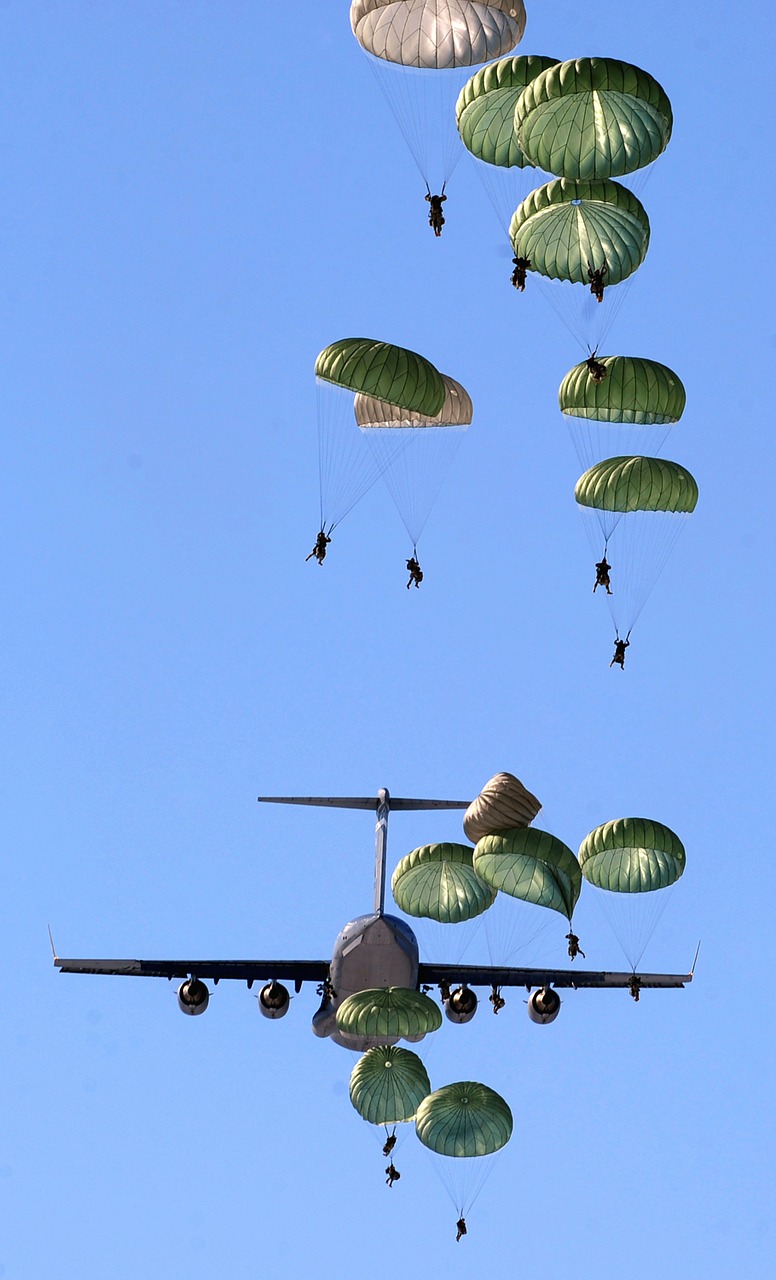 parachutes parachutists plane free photo