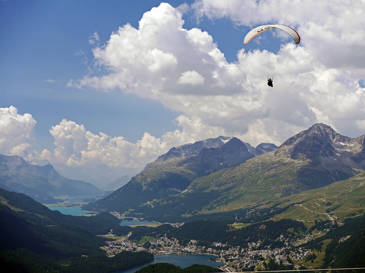 paraglider st moritz oberengadin free photo