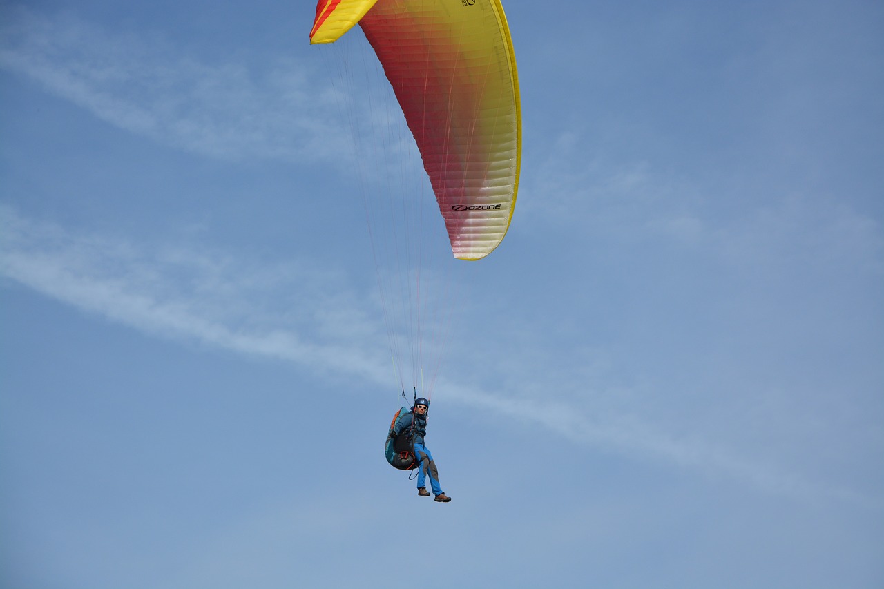 paragliders leisure sports practice in free flight free photo
