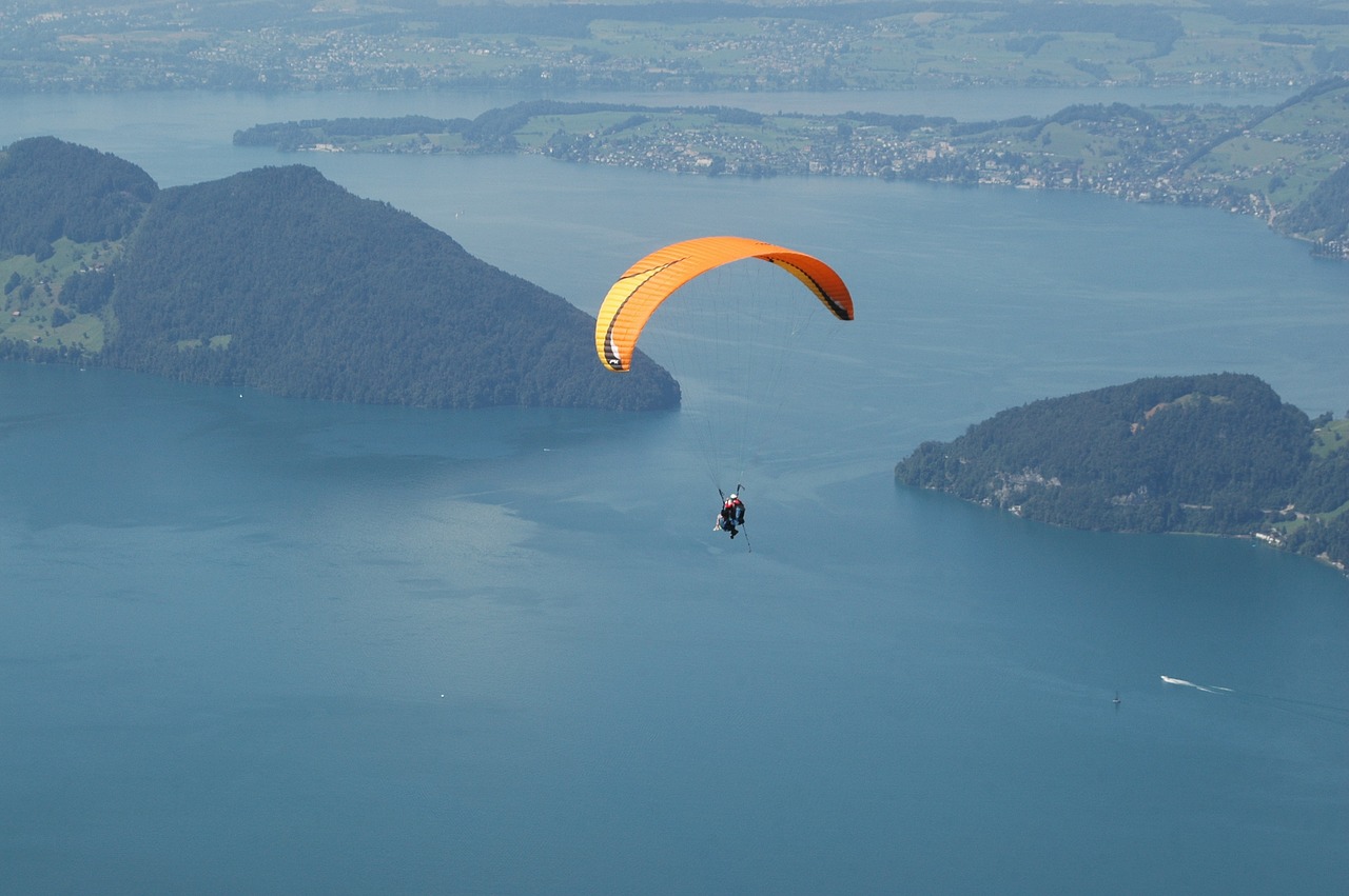 paragliding sport lake free photo