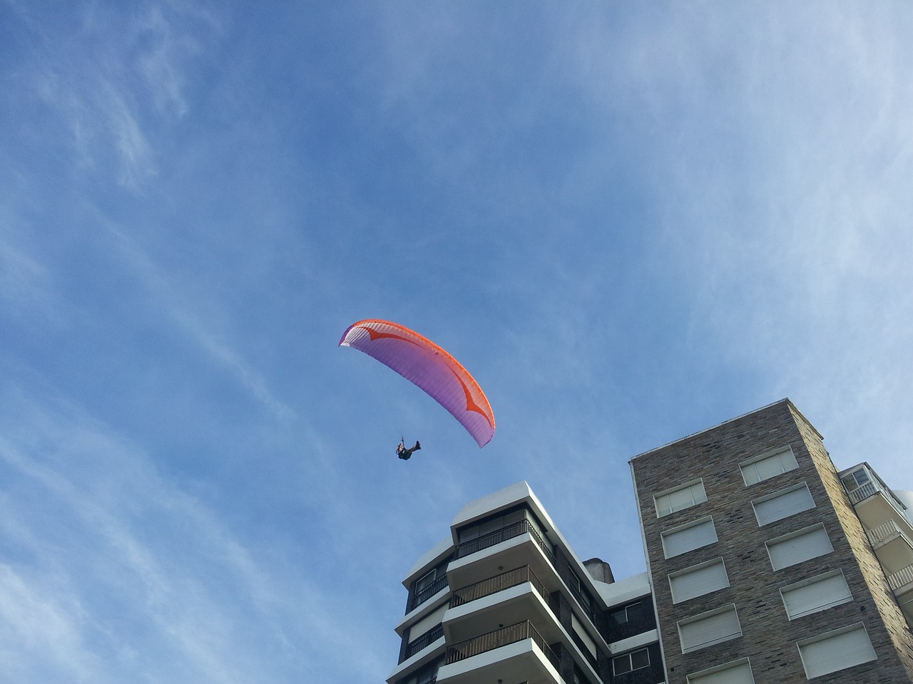 paragliding sky buildings free photo