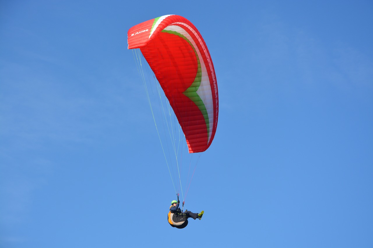paragliding  red sail  paraglider free photo