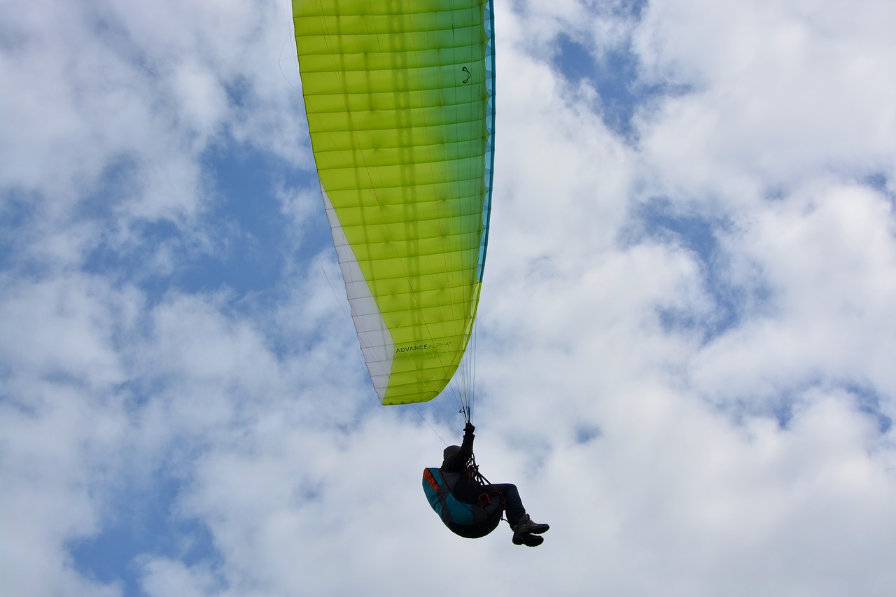 paragliding  paragliding wing blue green  paraglider free photo