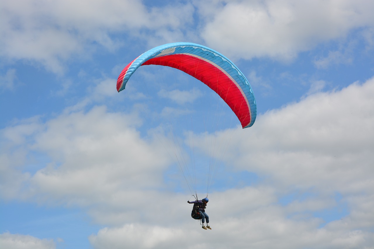 paragliding  red wing blue  sailing free photo