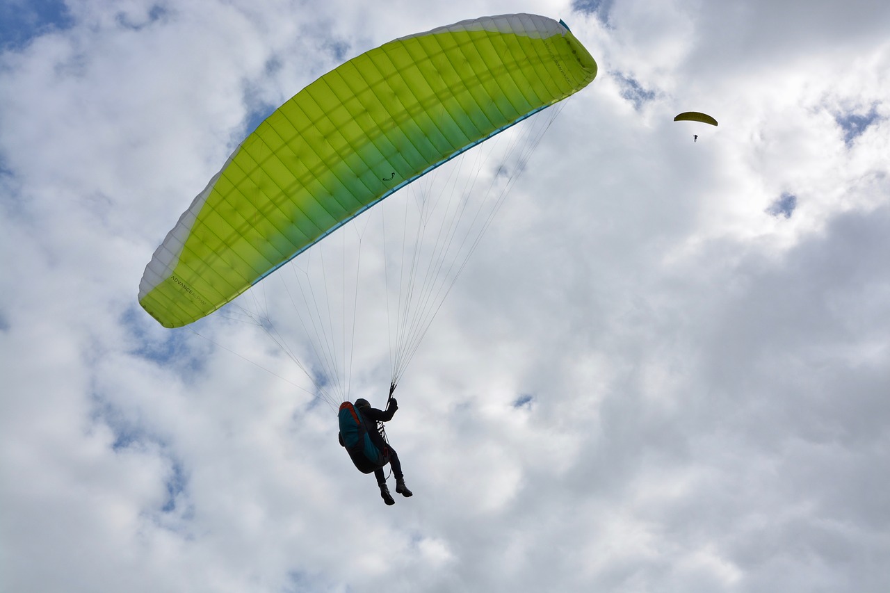 paragliding  paraglider  wing blue green free photo