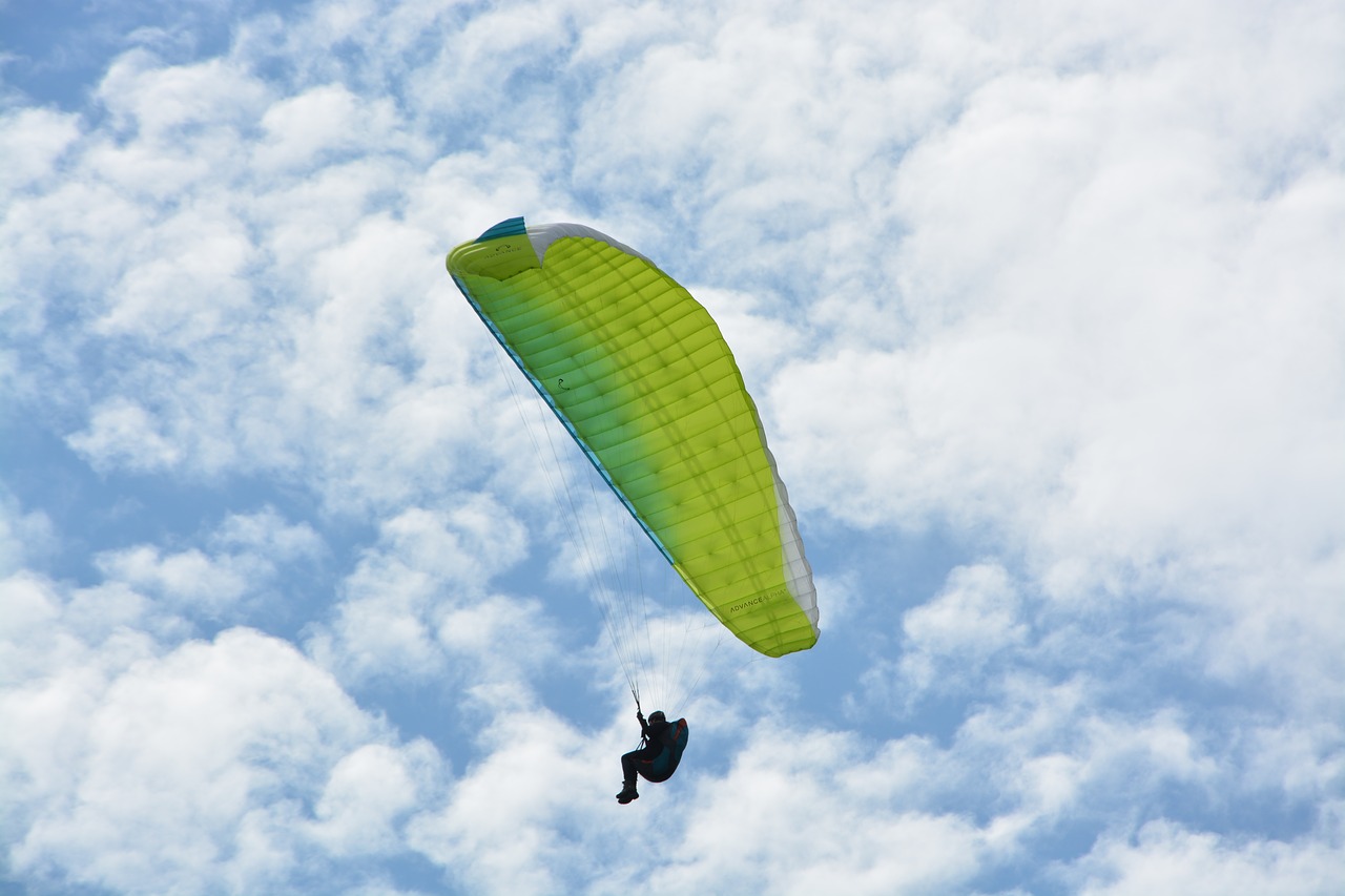 paragliding  paraglider  green sail free photo