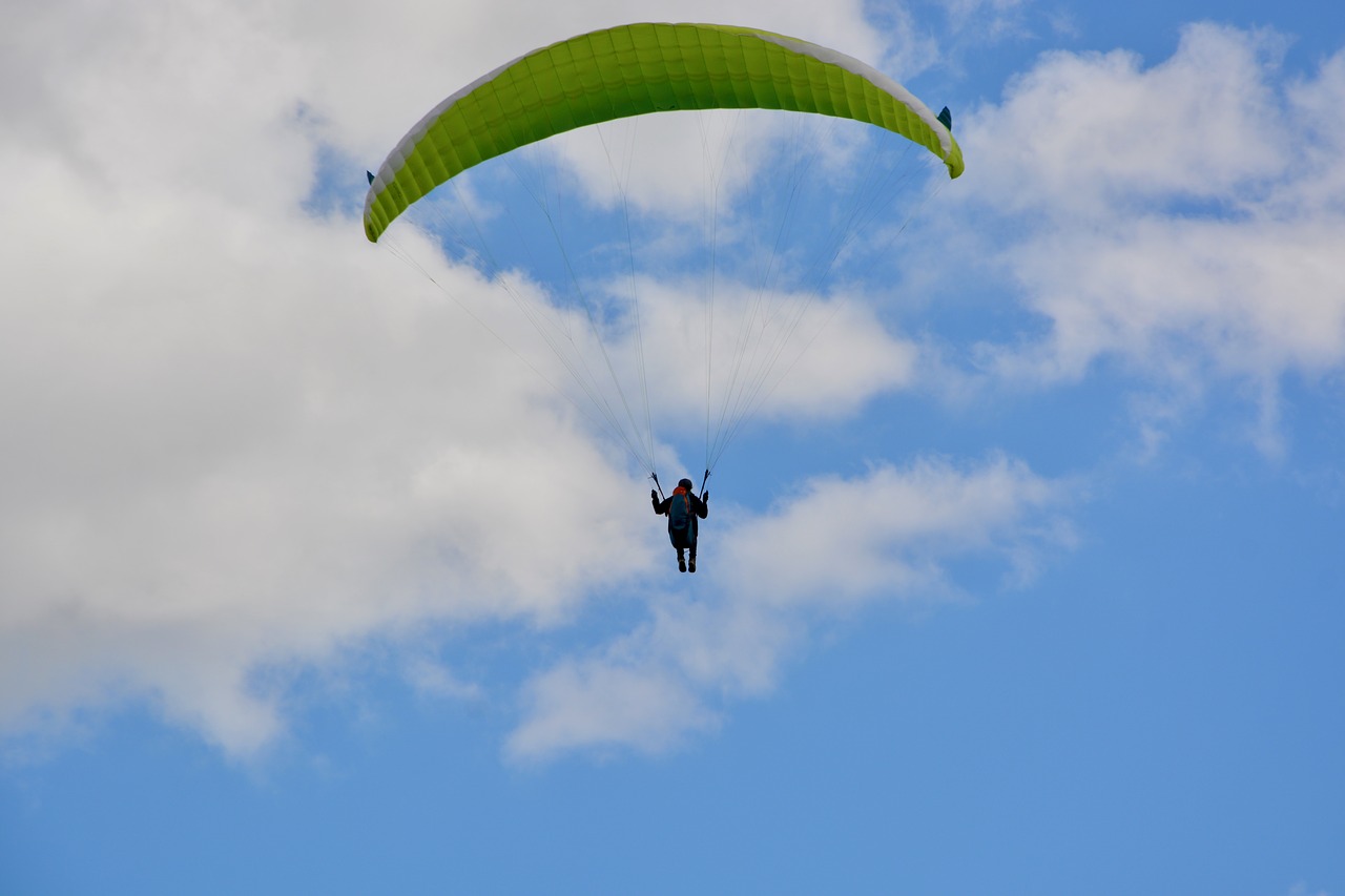 paragliding  paraglider  veil yellow green free photo
