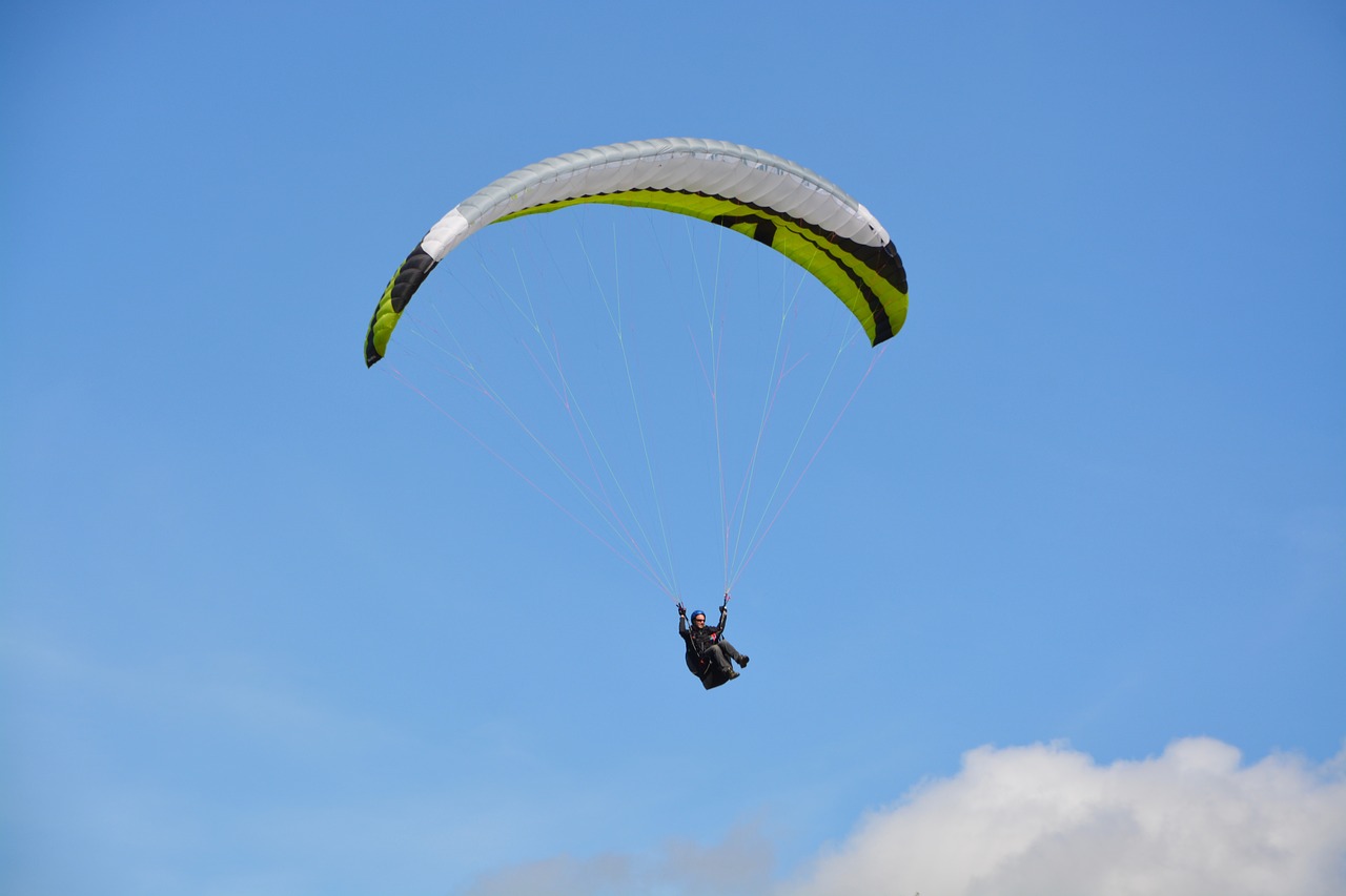 paragliding  free flight  green sail black free photo