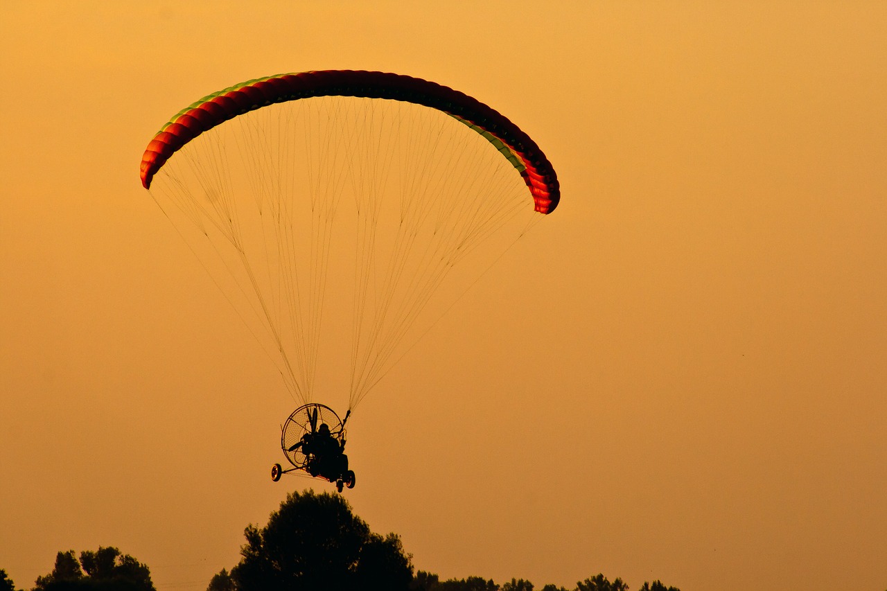paragliding paramotor sunset free photo