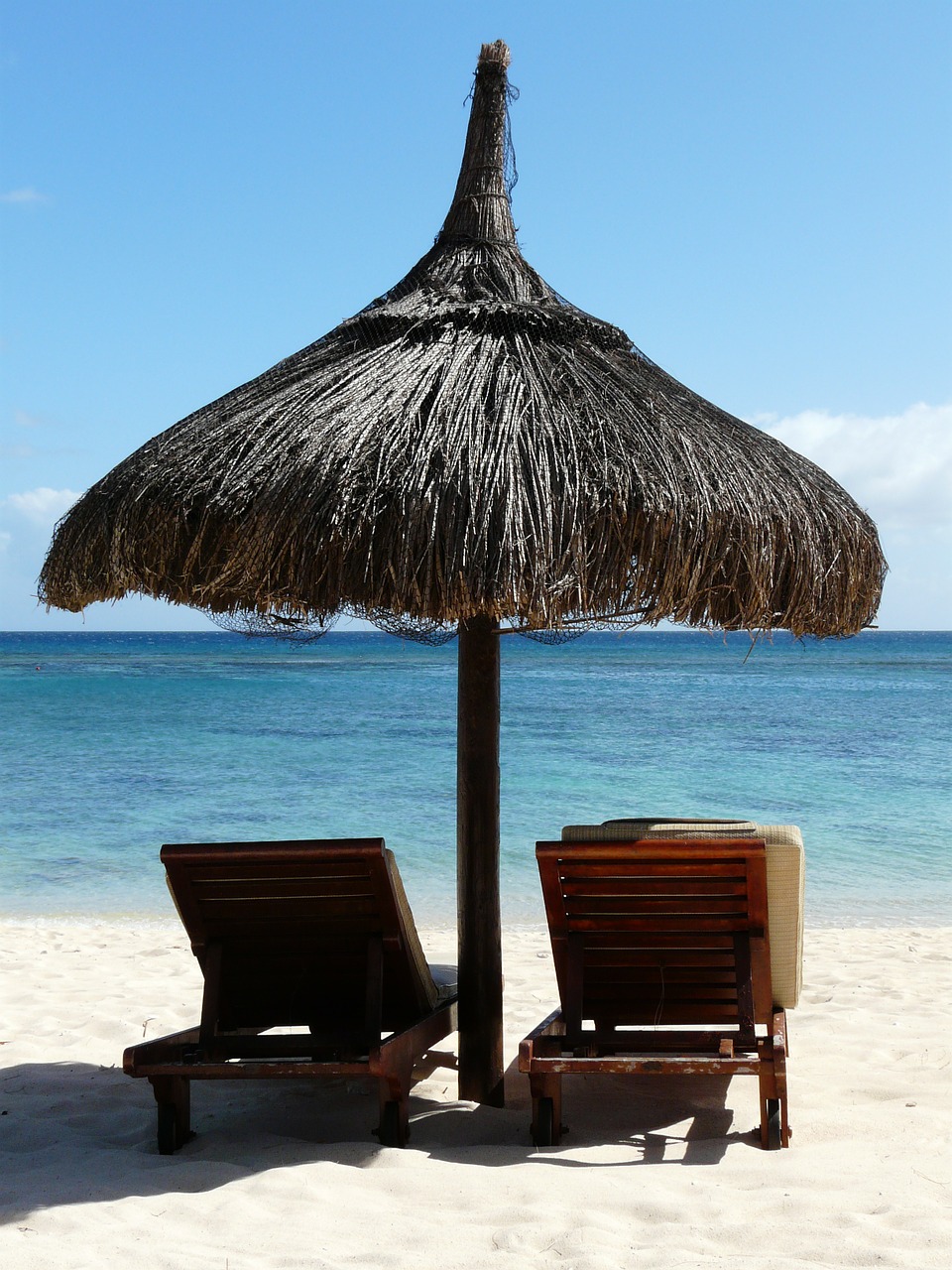 parasol sun loungers mauritius free photo